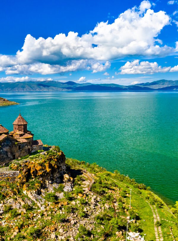 Aerial,View,Of,Hayravank,Monastery,On,The,Shores,Of,Lake